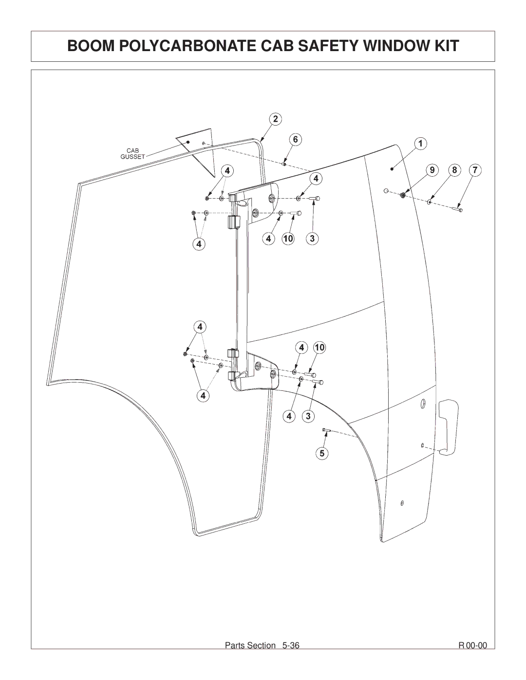 Tiger Products Co., Ltd CNH T6010-80 manual Boom Polycarbonate CAB Safety Window KIT 