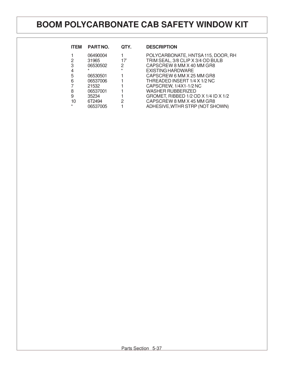 Tiger Products Co., Ltd CNH T6010-80 manual Trim SEAL, 3/8 Clip X 3/4 OD Bulb 