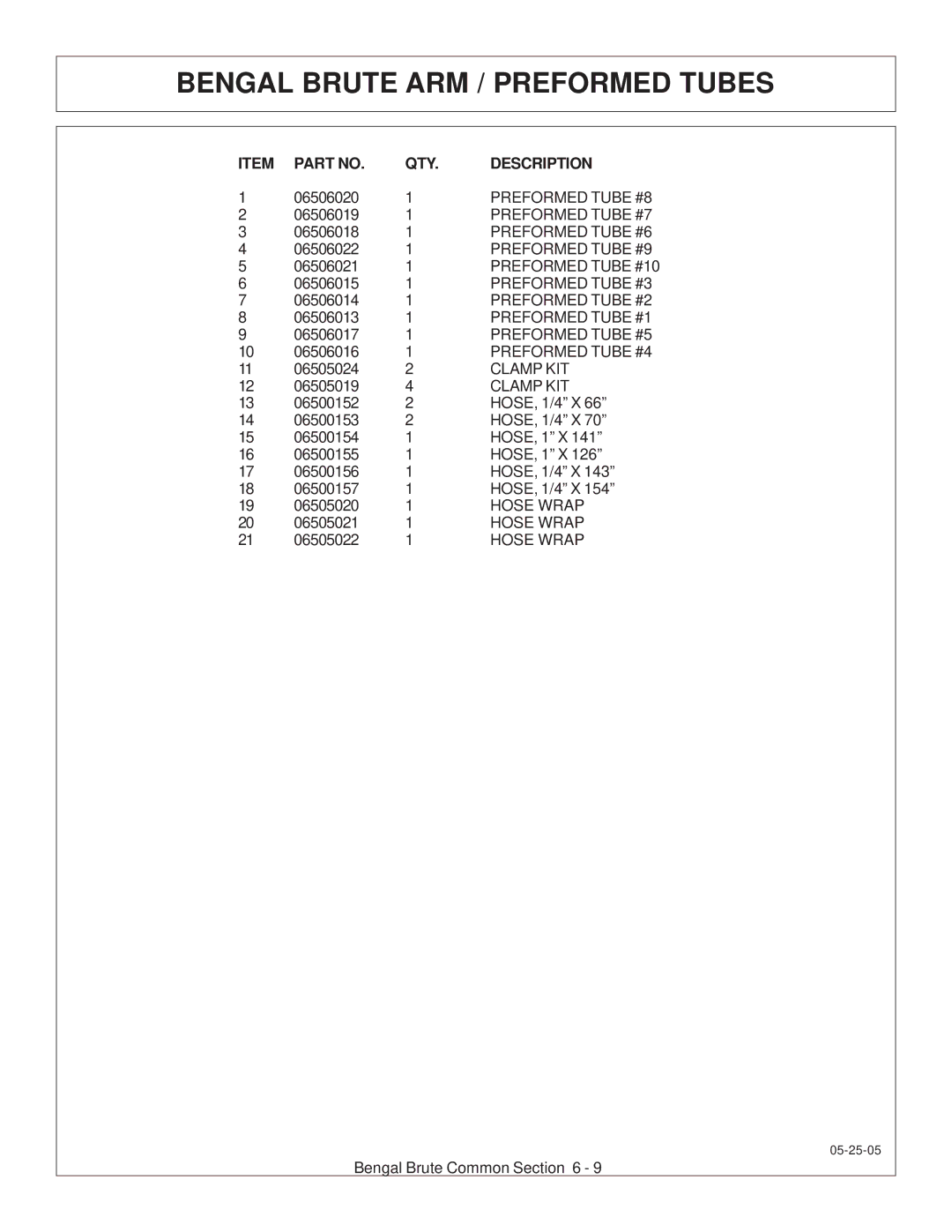 Tiger Products Co., Ltd CNH T6010-80 manual Preformed Tube #8 