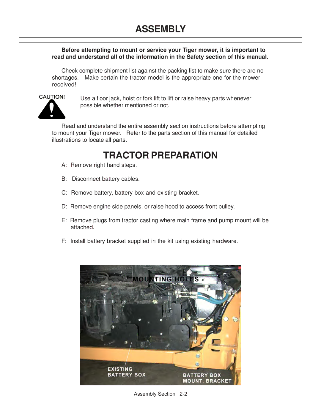 Tiger Products Co., Ltd CNH T6010-80 manual Assembly, Tractor Preparation 