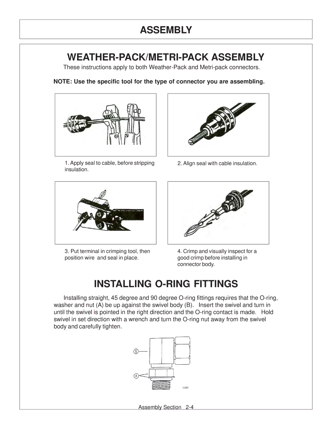 Tiger Products Co., Ltd CNH T6010-80 manual Assembly WEATHER-PACK/METRI-PACK Assembly, Installing O-RING Fittings 