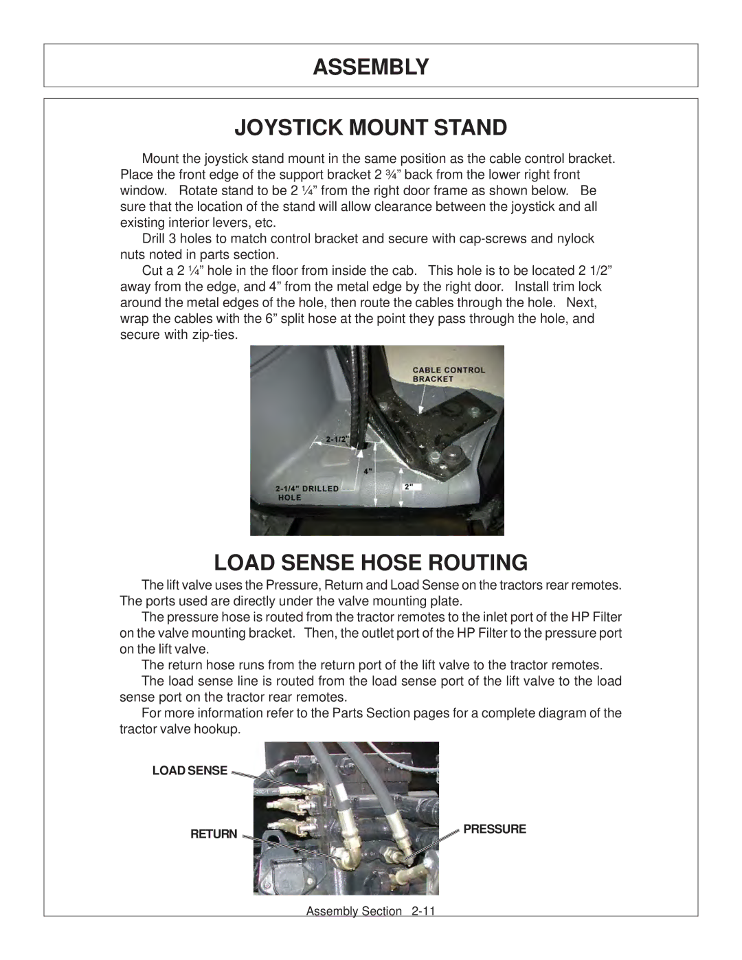 Tiger Products Co., Ltd CNH T6010-80 manual Assembly Joystick Mount Stand, Load Sense Hose Routing 