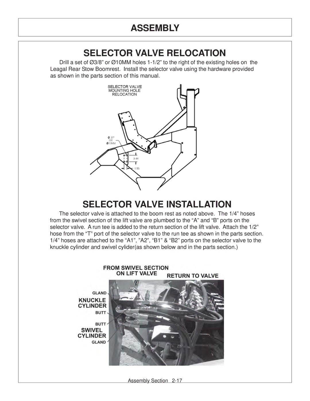 Tiger Products Co., Ltd CNH T6010-80 manual Assembly Selector Valve Relocation, Selector Valve Installation 