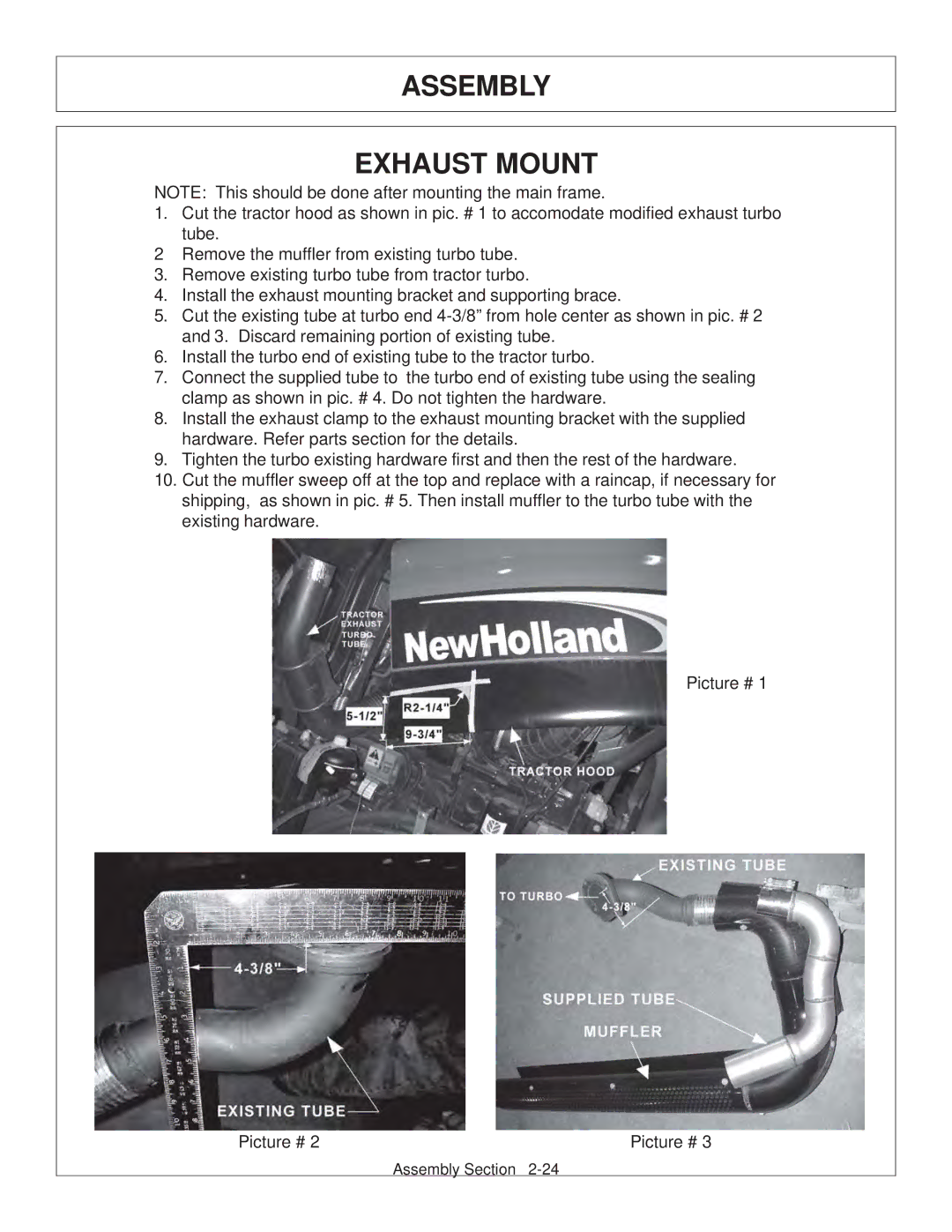 Tiger Products Co., Ltd CNH T6010-80 manual Assembly Exhaust Mount 