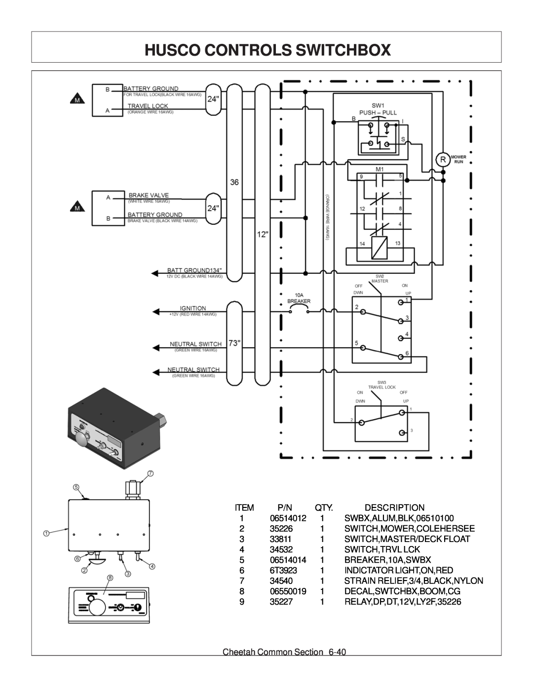 Tiger Products Co., Ltd JD 5101E, JD 5083E, JD 5093E manual Husco Controls Switchbox, Cheetah Common Section 