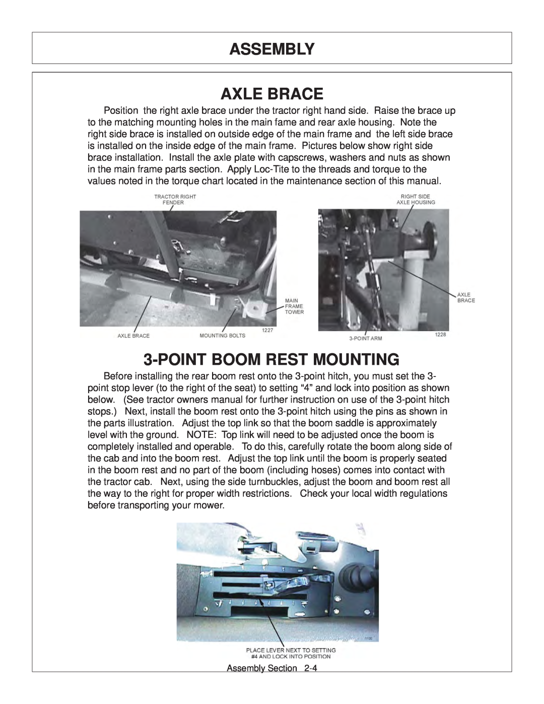 Tiger Products Co., Ltd JD 5093E, JD 5101E, JD 5083E manual Assembly Axle Brace, Point Boom Rest Mounting 