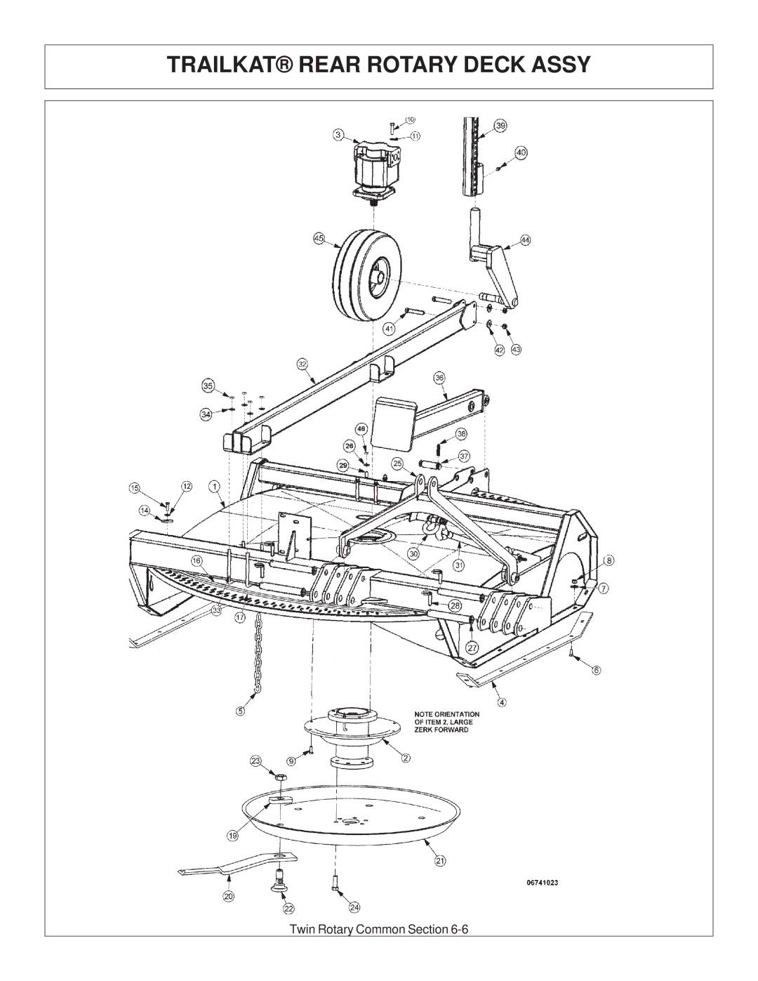 Tiger Products Co., Ltd JD 72-7520 manual Trailkat Rear Rotary Deck Assy 