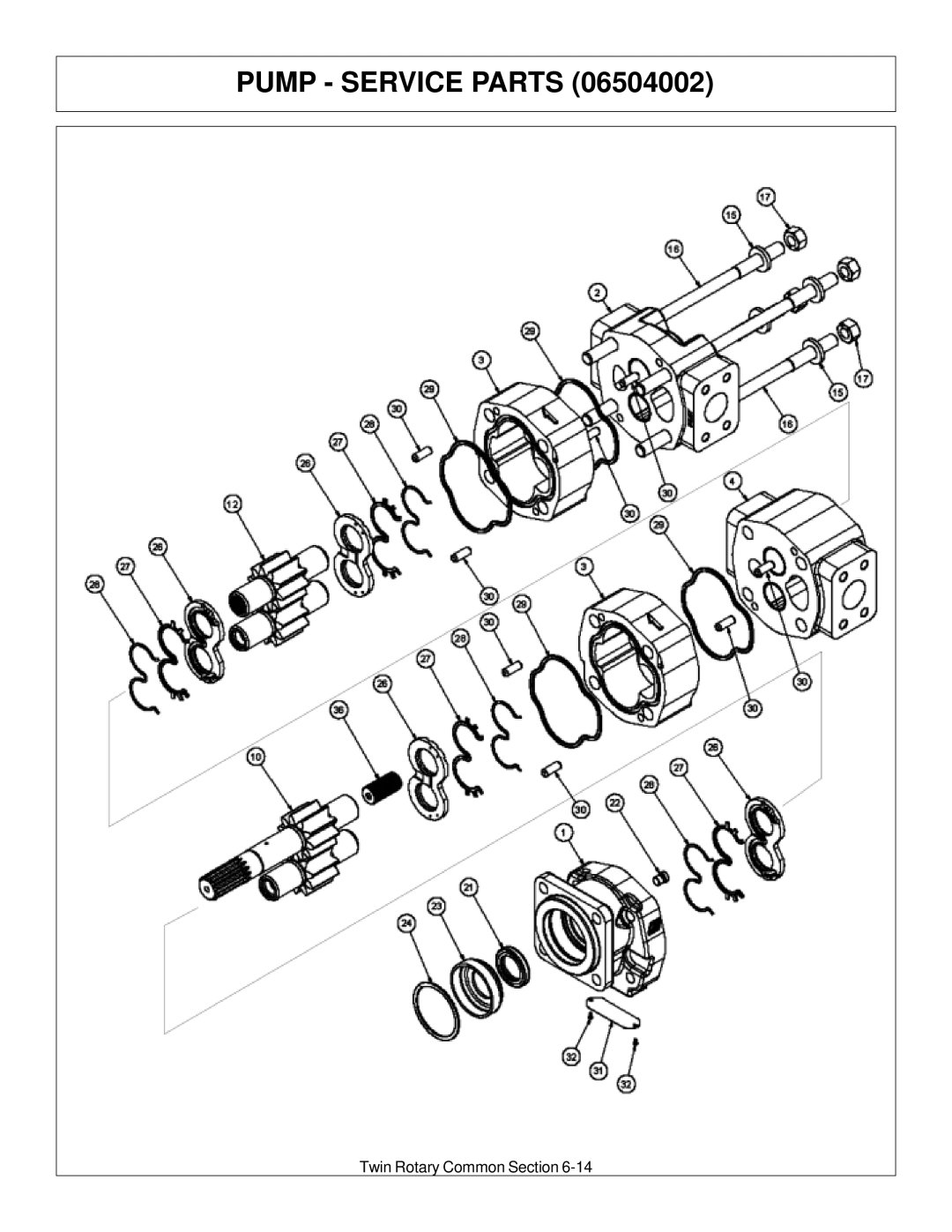 Tiger Products Co., Ltd JD 72-7520 manual Pump Service Parts 