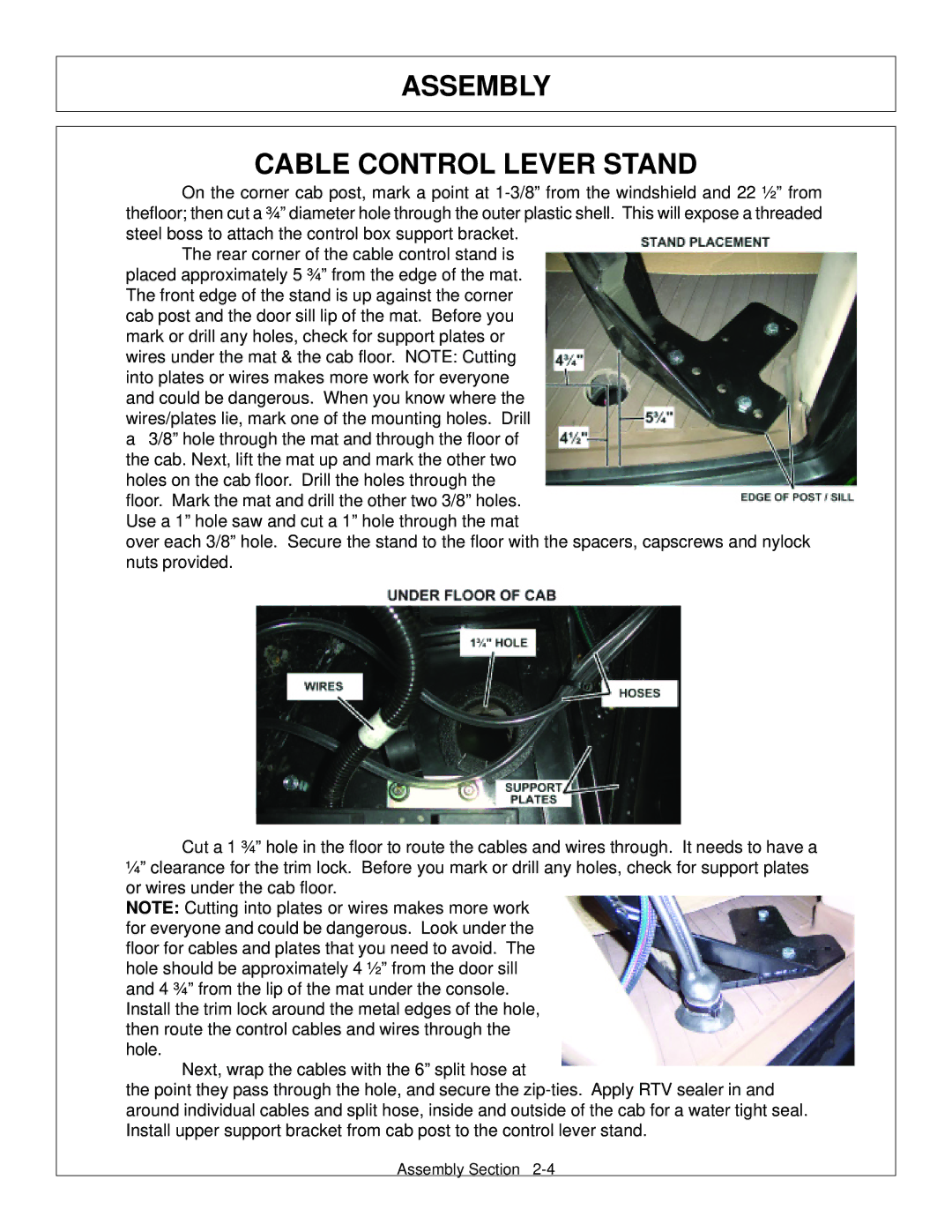 Tiger Products Co., Ltd JD 72-7520 manual Assembly Cable Control Lever Stand 