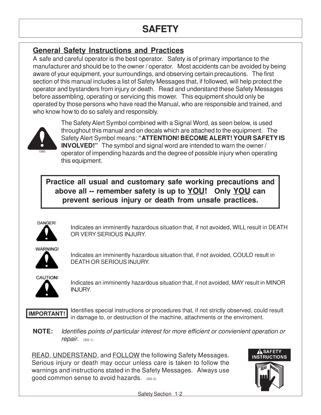 Tiger Products Co., Ltd JD 72-7520 manual General Safety Instructions and Practices 