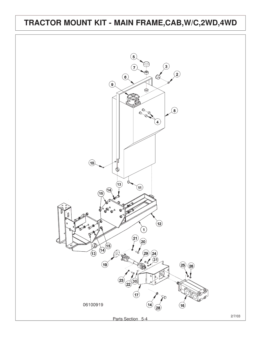 Tiger Products Co., Ltd JD 72-7520 manual Tractor Mount KIT Main FRAME,CAB,W/C,2WD,4WD 