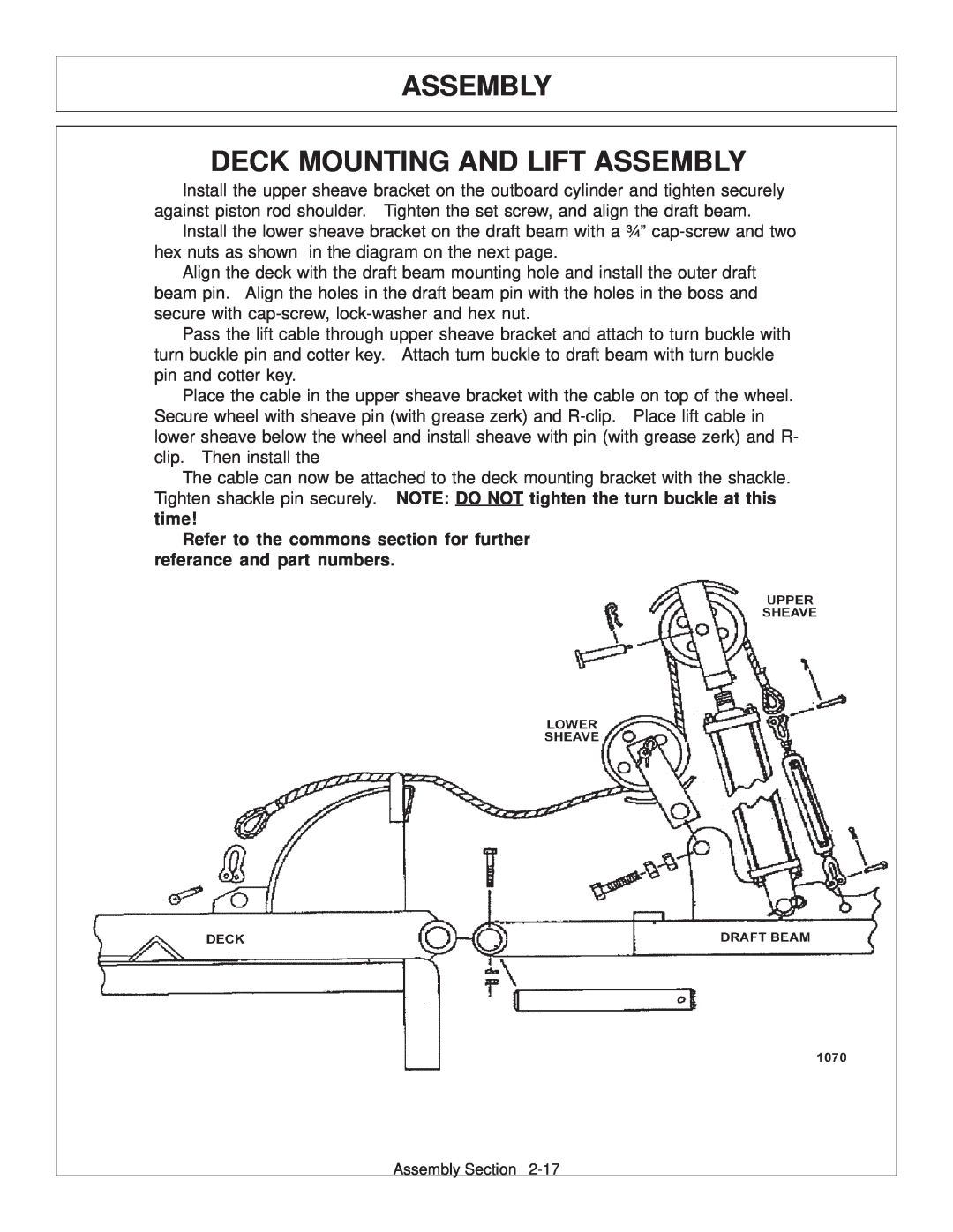 Tiger Products Co., Ltd JD 72-7520 manual Assembly Deck Mounting And Lift Assembly 