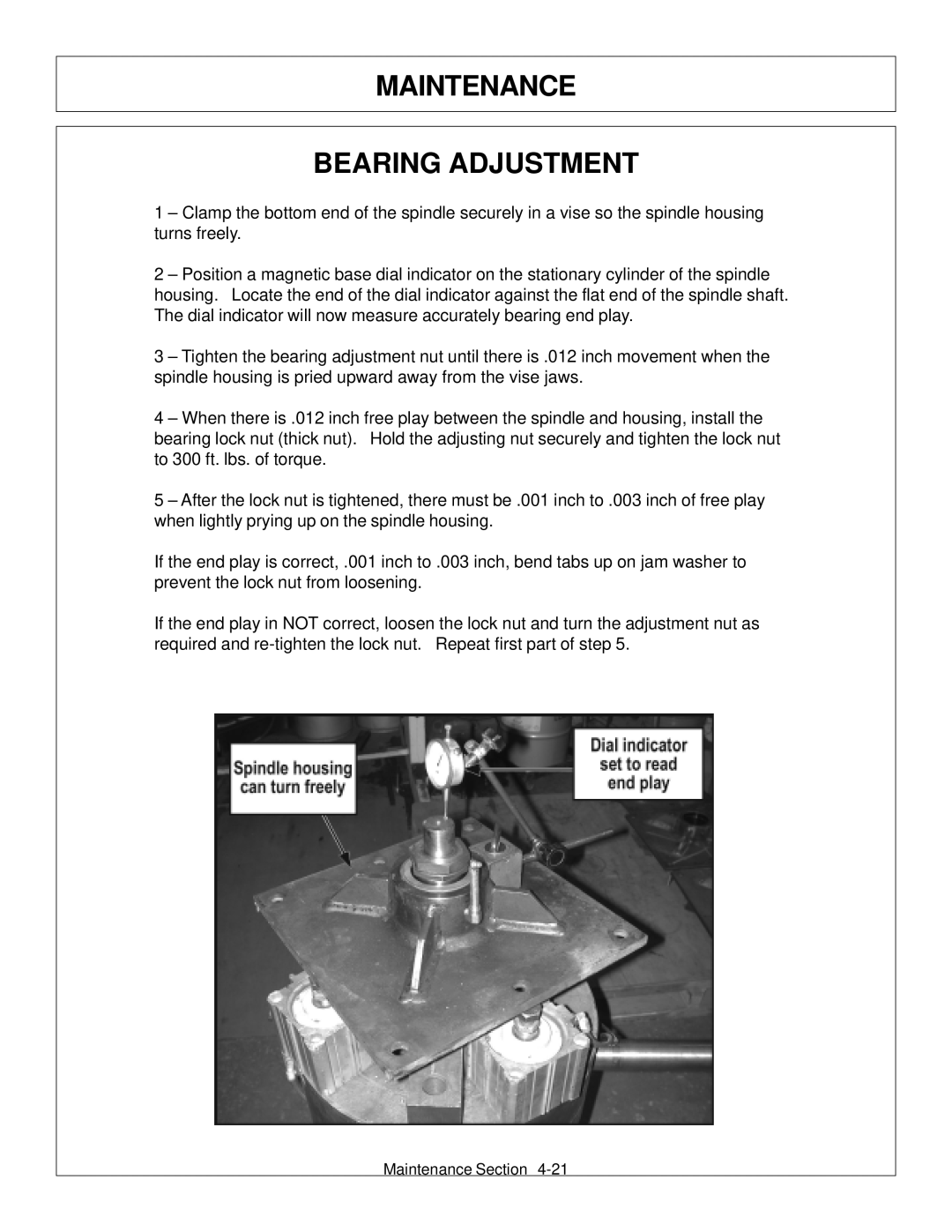 Tiger Products Co., Ltd JD 72-7520 manual Maintenance Bearing Adjustment 