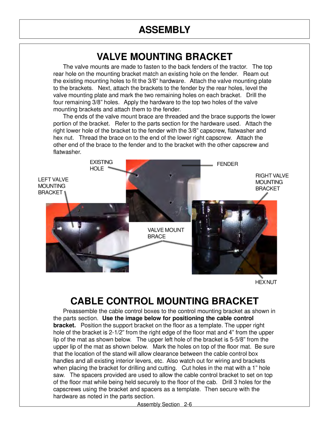 Tiger Products Co., Ltd M105X/S manual Assembly Valve Mounting Bracket, Cable Control Mounting Bracket 