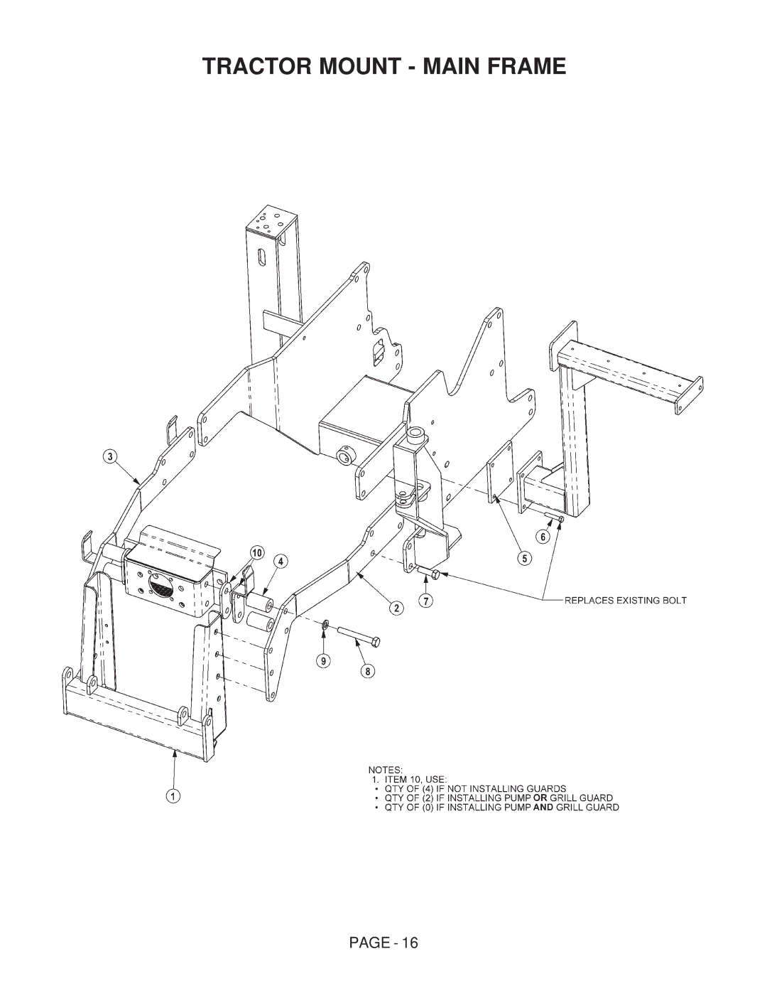 Tiger Products Co., Ltd NH TS100-135A manual Tractor Mount Main Frame 