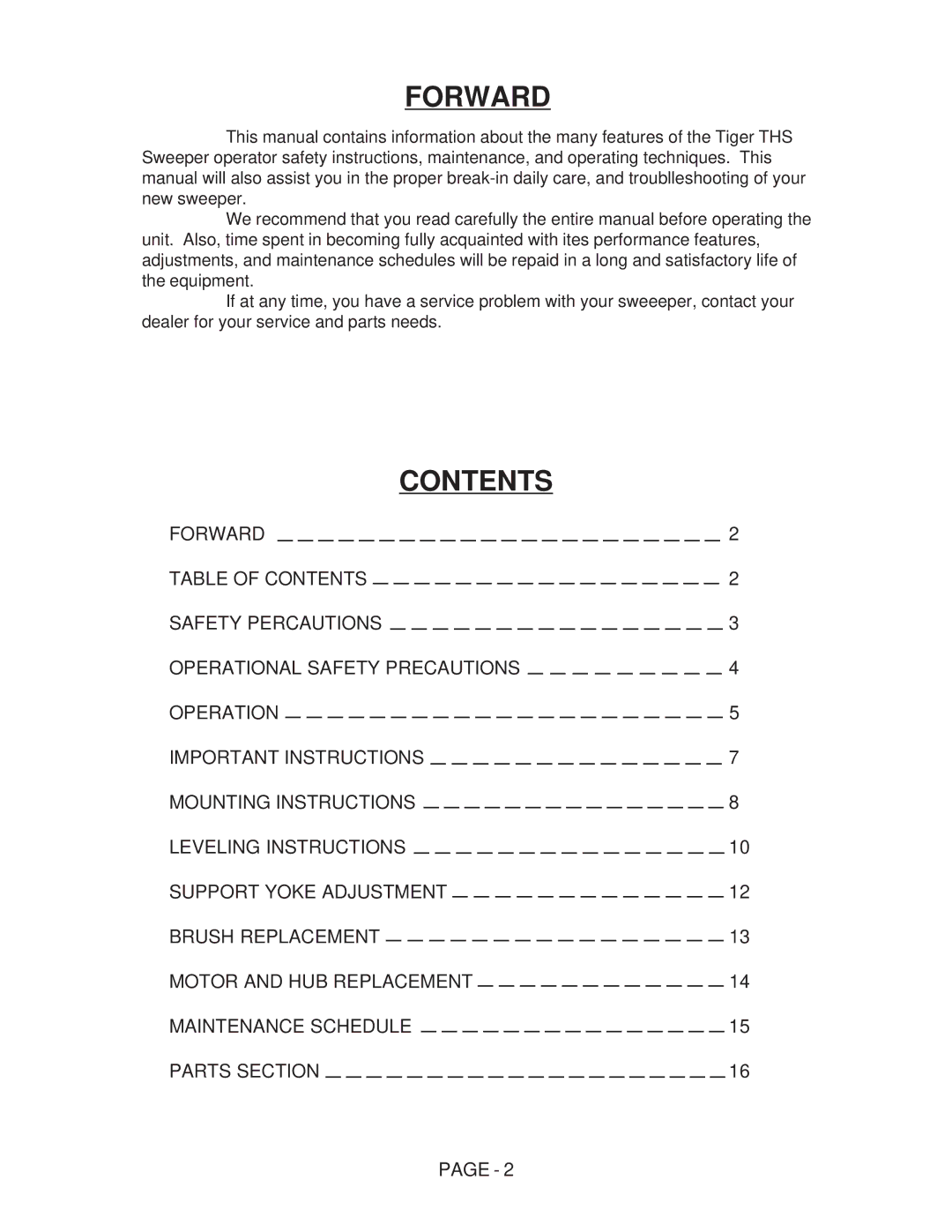 Tiger Products Co., Ltd NH TS100-135A manual Forward, Contents 