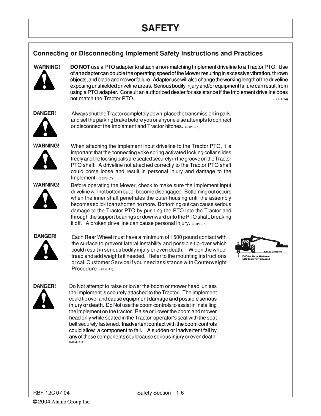 Tiger Products Co., Ltd RBF-12C manual Not match the Tractor PTO 