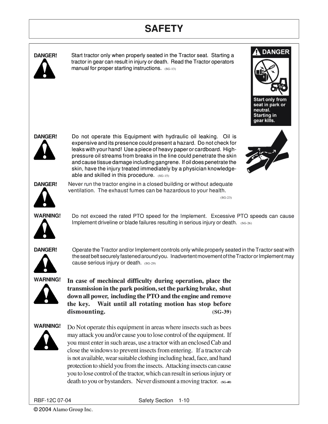 Tiger Products Co., Ltd RBF-12C manual Dismounting.SG-39 