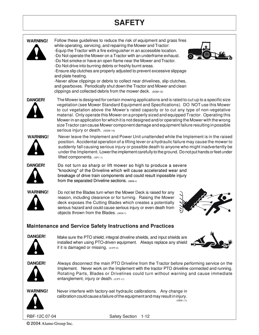 Tiger Products Co., Ltd RBF-12C manual Maintenance and Service Safety Instructions and Practices 