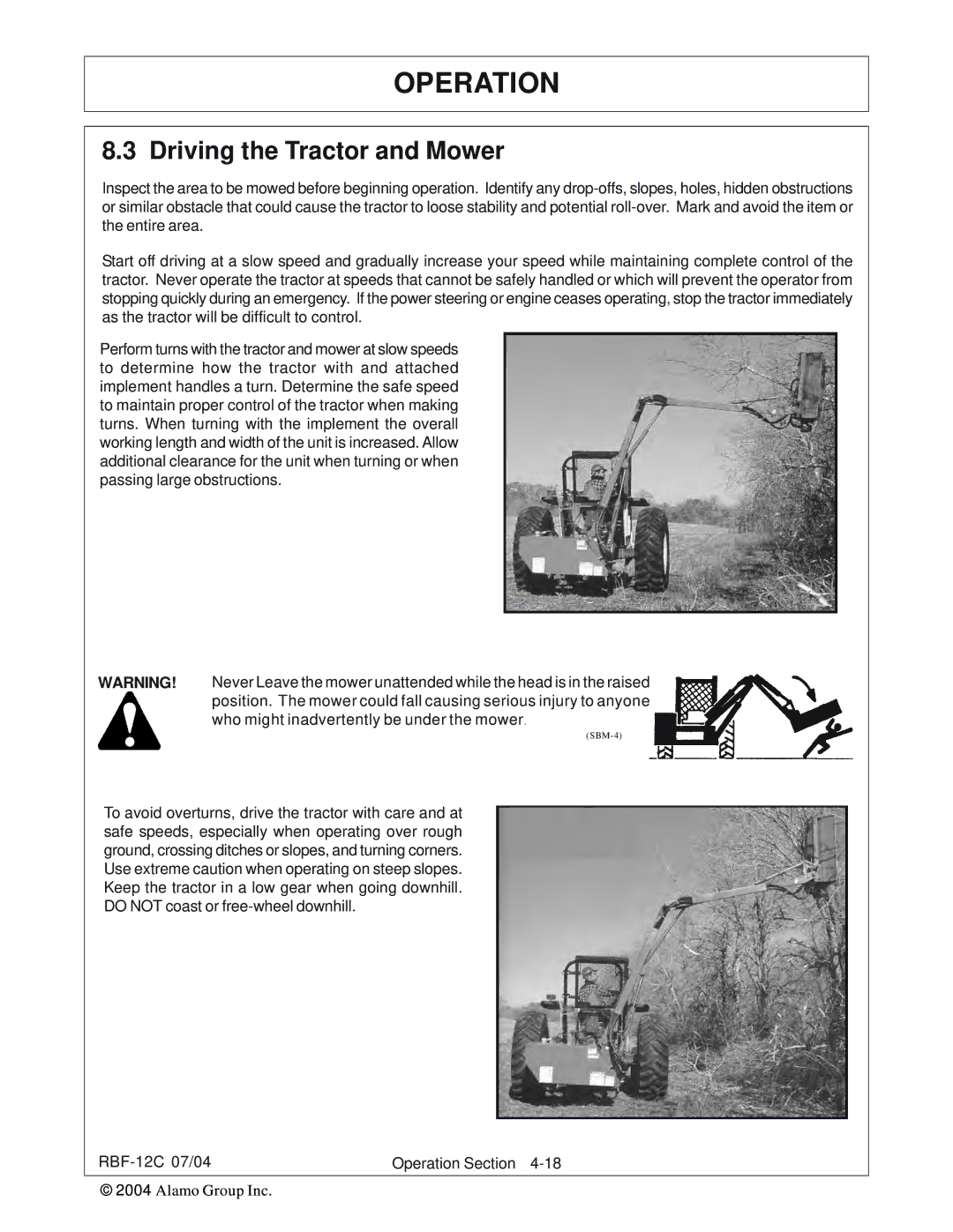 Tiger Products Co., Ltd RBF-12C manual Driving the Tractor and Mower 