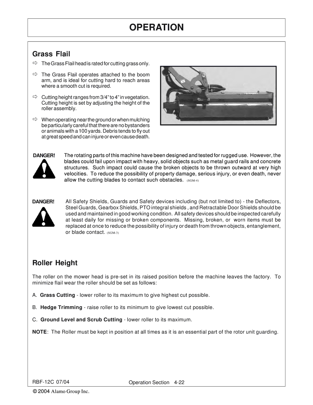 Tiger Products Co., Ltd RBF-12C Grass Flail, Roller Height, Ground Level and Scrub Cutting lower roller to its maximum 