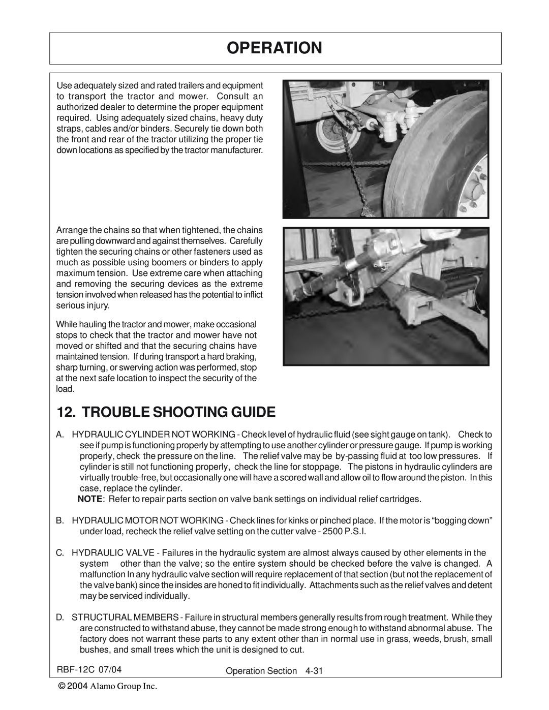 Tiger Products Co., Ltd RBF-12C manual Trouble Shooting Guide, Operation 