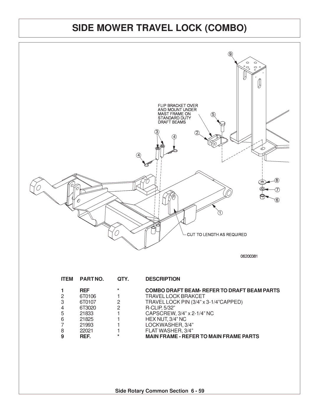 Tiger Products Co., Ltd TS 100A manual Side Mower Travel Lock Combo, Travel Lock Brakcet 