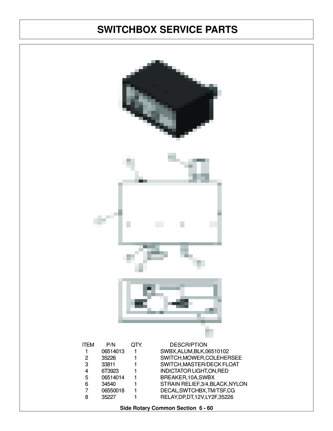 Tiger Products Co., Ltd TS 100A manual Switchbox Service Parts 