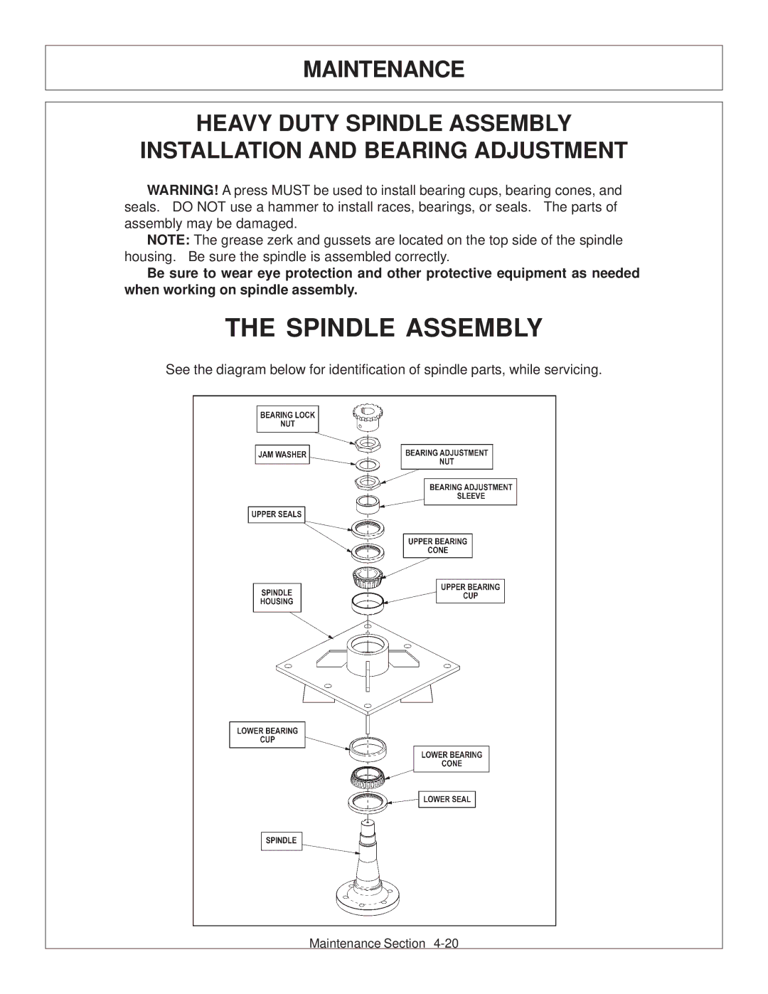 Tiger Products Co., Ltd TS 100A manual Spindle Assembly 