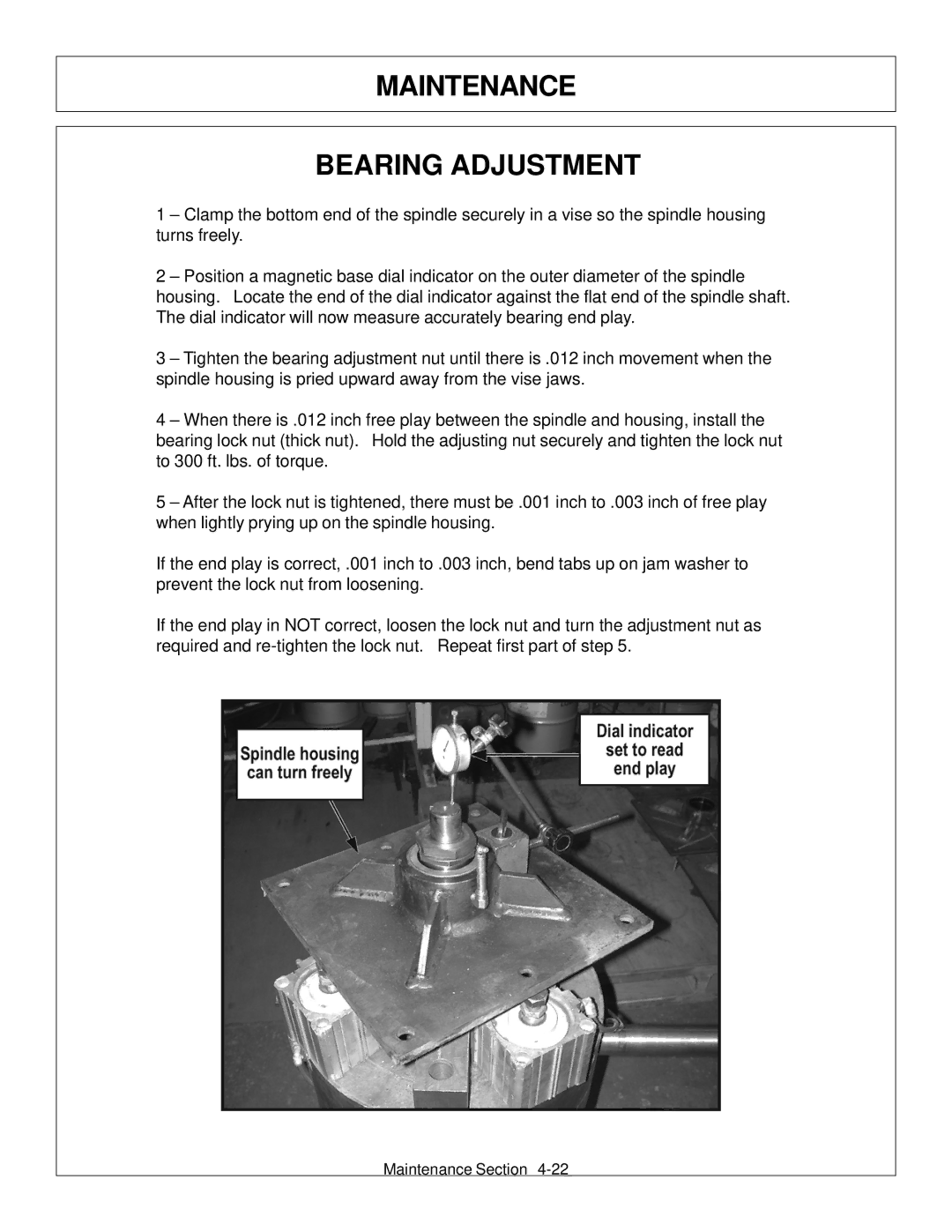 Tiger Products Co., Ltd TS 100A manual Maintenance Bearing Adjustment 