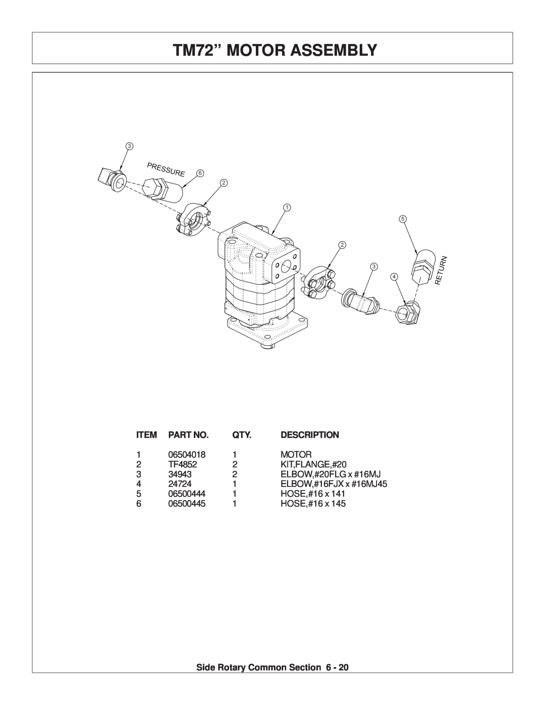 Tiger Products Co., Ltd TS 100A manual TM72” MOTOR ASSEMBLY, ELBOW,#16FJX x #16MJ45 