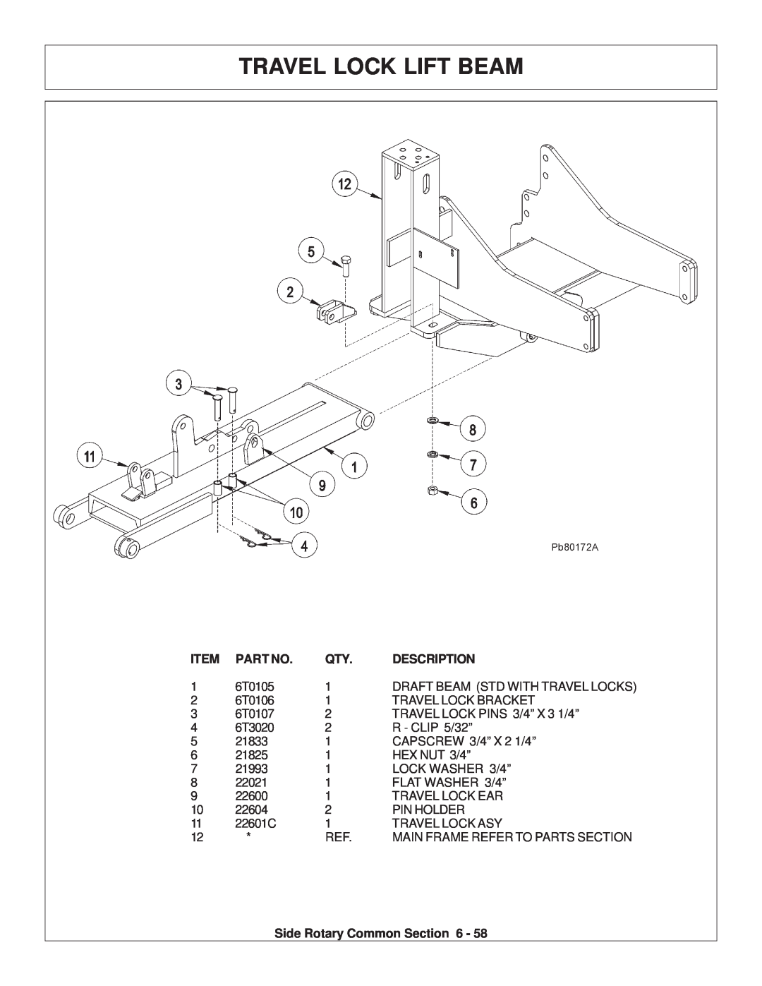 Tiger Products Co., Ltd TS 100A manual Travel Lock Lift Beam, Description, Side Rotary Common 
