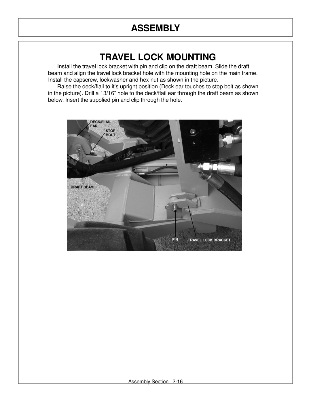 Tiger Products Co., Ltd TS 100A manual Travel Lock Mounting, Assembly 