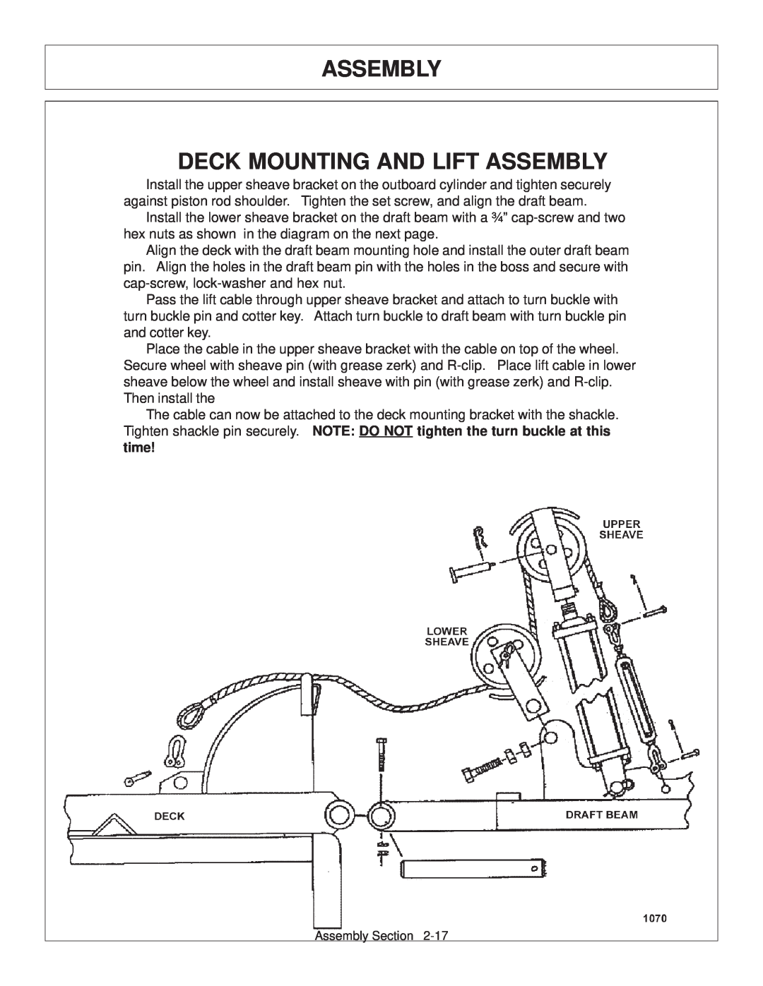 Tiger Products Co., Ltd TS 100A manual Deck Mounting And Lift Assembly 