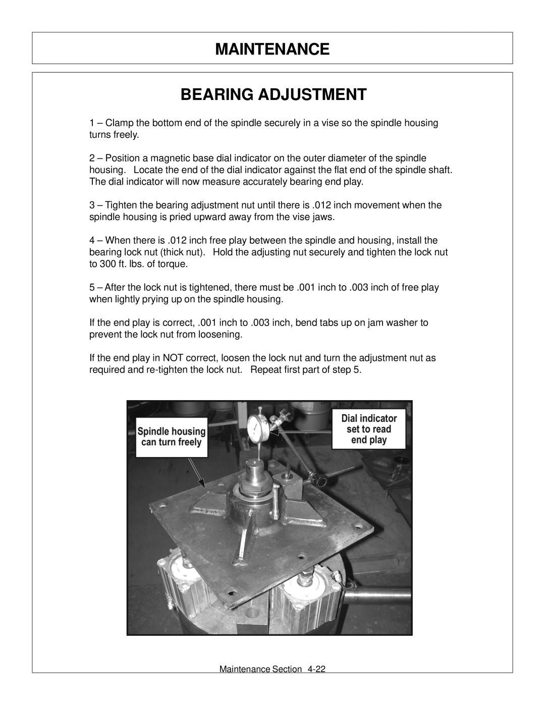 Tiger Products Co., Ltd TS 100A manual Maintenance Bearing Adjustment 
