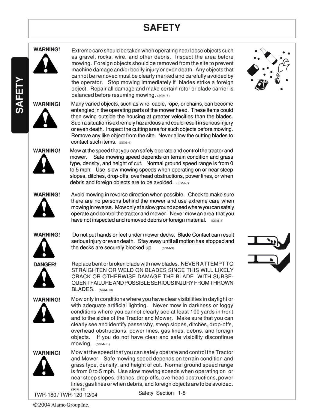 Tiger Products Co., Ltd TWR-180, TWR-120 manual Straighten or Weld on Blades Since this will Likely 