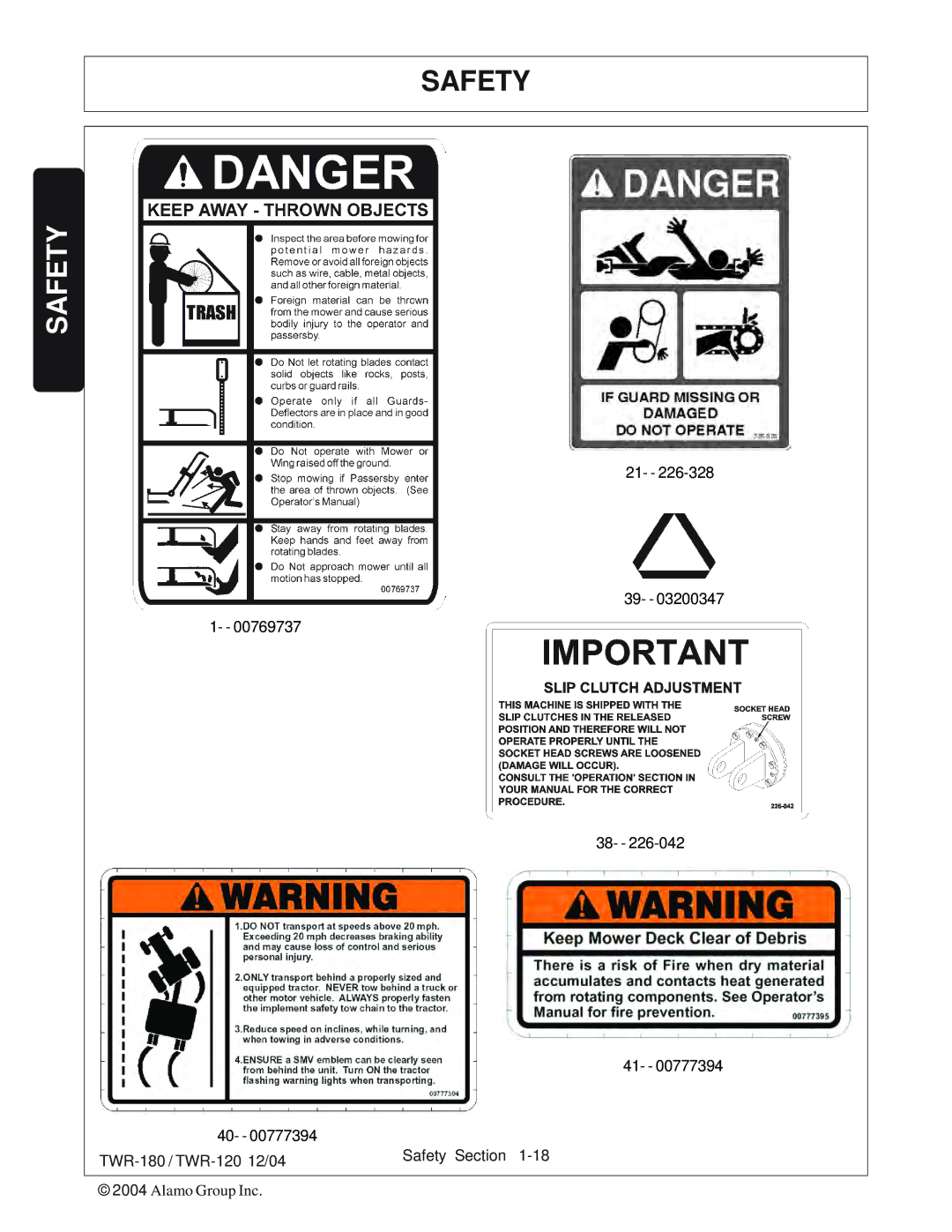 Tiger Products Co., Ltd manual TWR-180 / TWR-120 12/04 Safety Section 