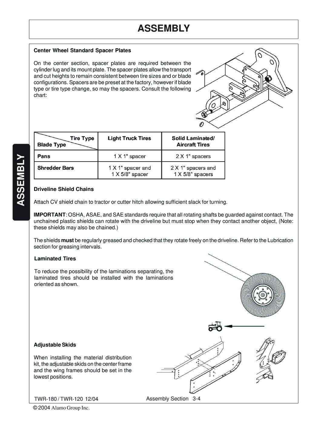 Tiger Products Co., Ltd TWR-180, TWR-120 Center Wheel Standard Spacer Plates, Driveline Shield Chains, Laminated Tires 