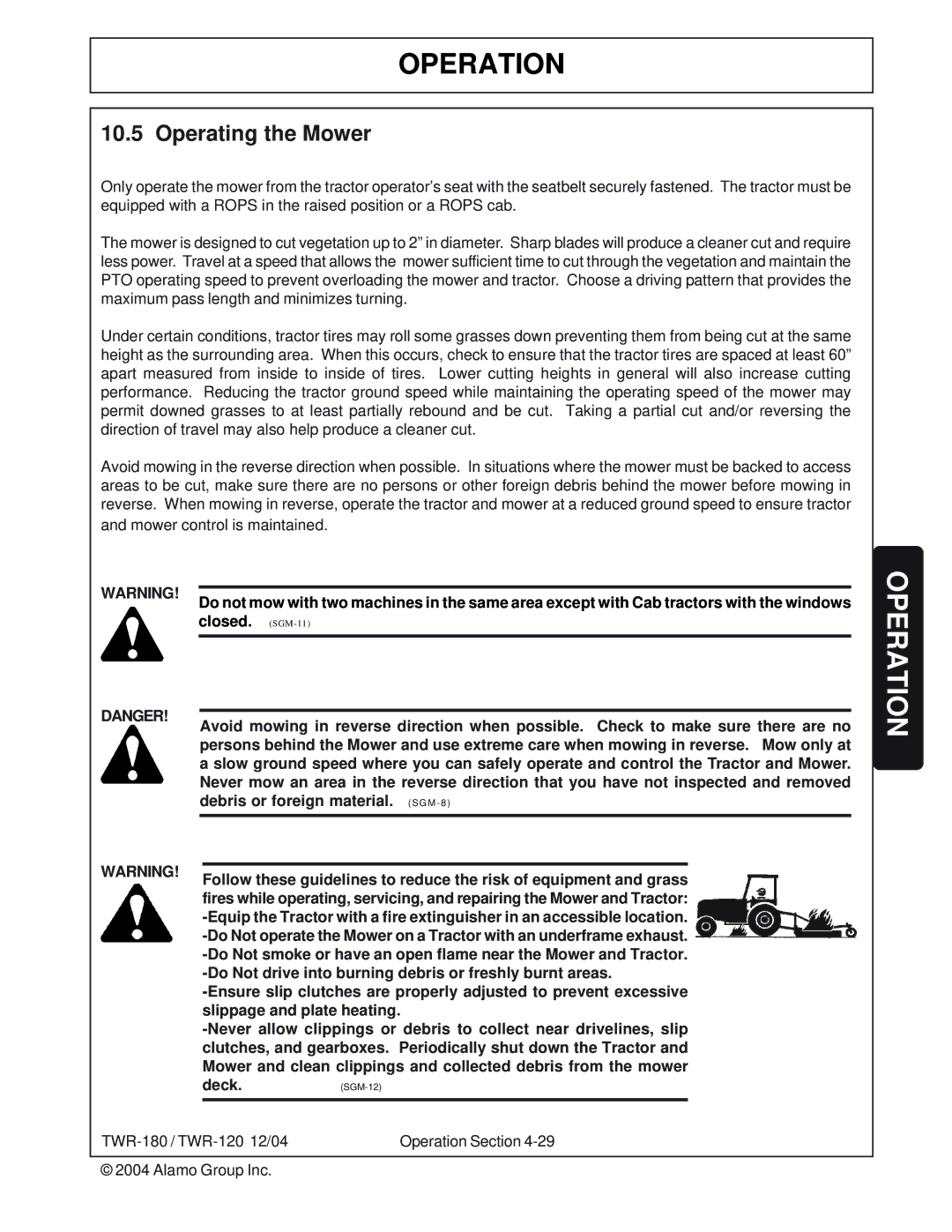 Tiger Products Co., Ltd TWR-120, TWR-180 manual Operating the Mower 