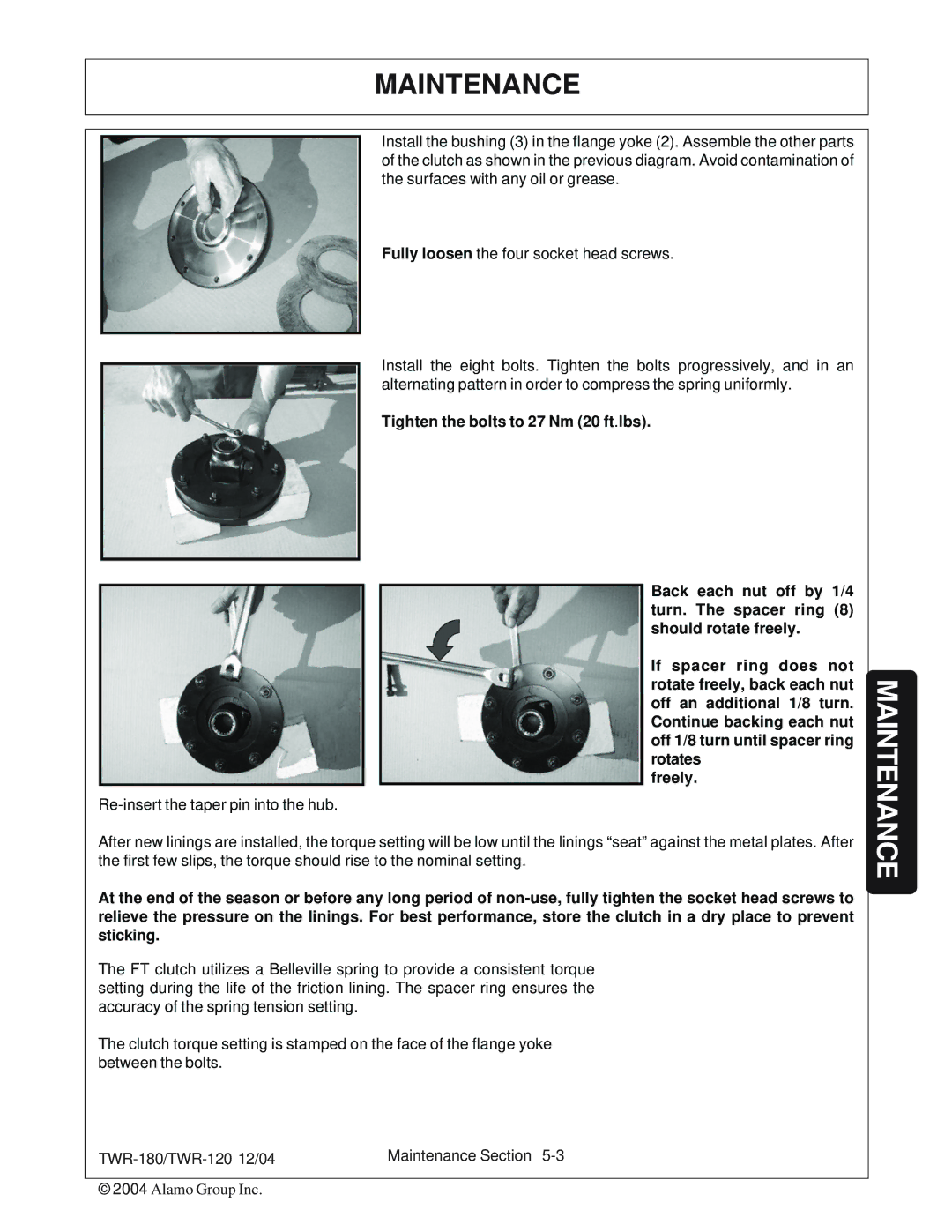 Tiger Products Co., Ltd TWR-120, TWR-180 manual Maintenance 