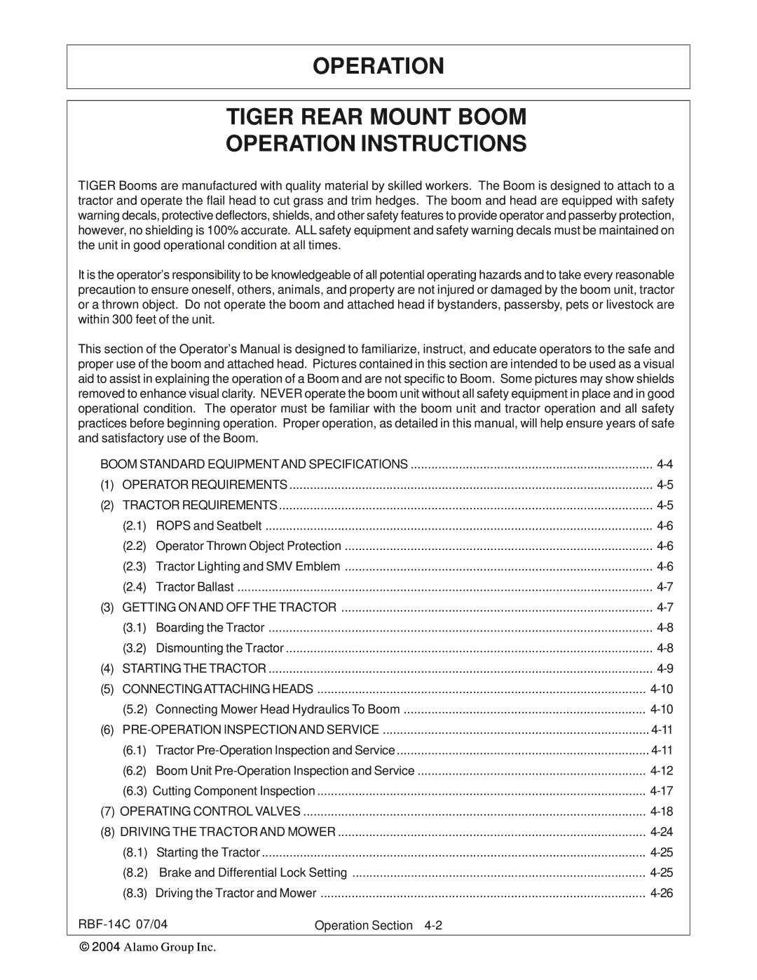 Tiger RBF-14C manual Operation Tiger Rear Mount Boom Operation Instructions, Connectingattaching Heads 