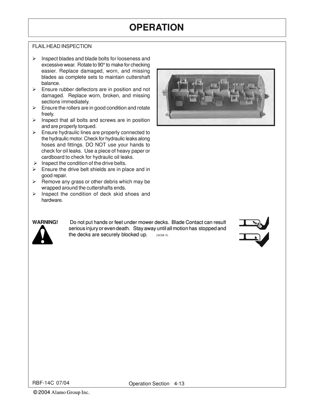 Tiger RBF-14C manual Flail Head Inspection 