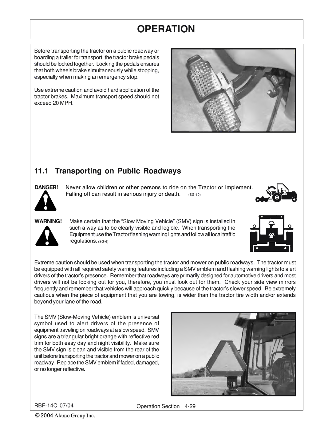 Tiger RBF-14C manual Transporting on Public Roadways 