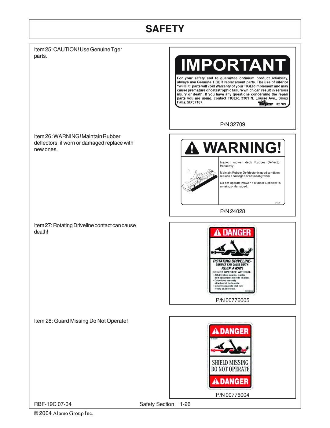 Tiger RBF-19C manual Safety 