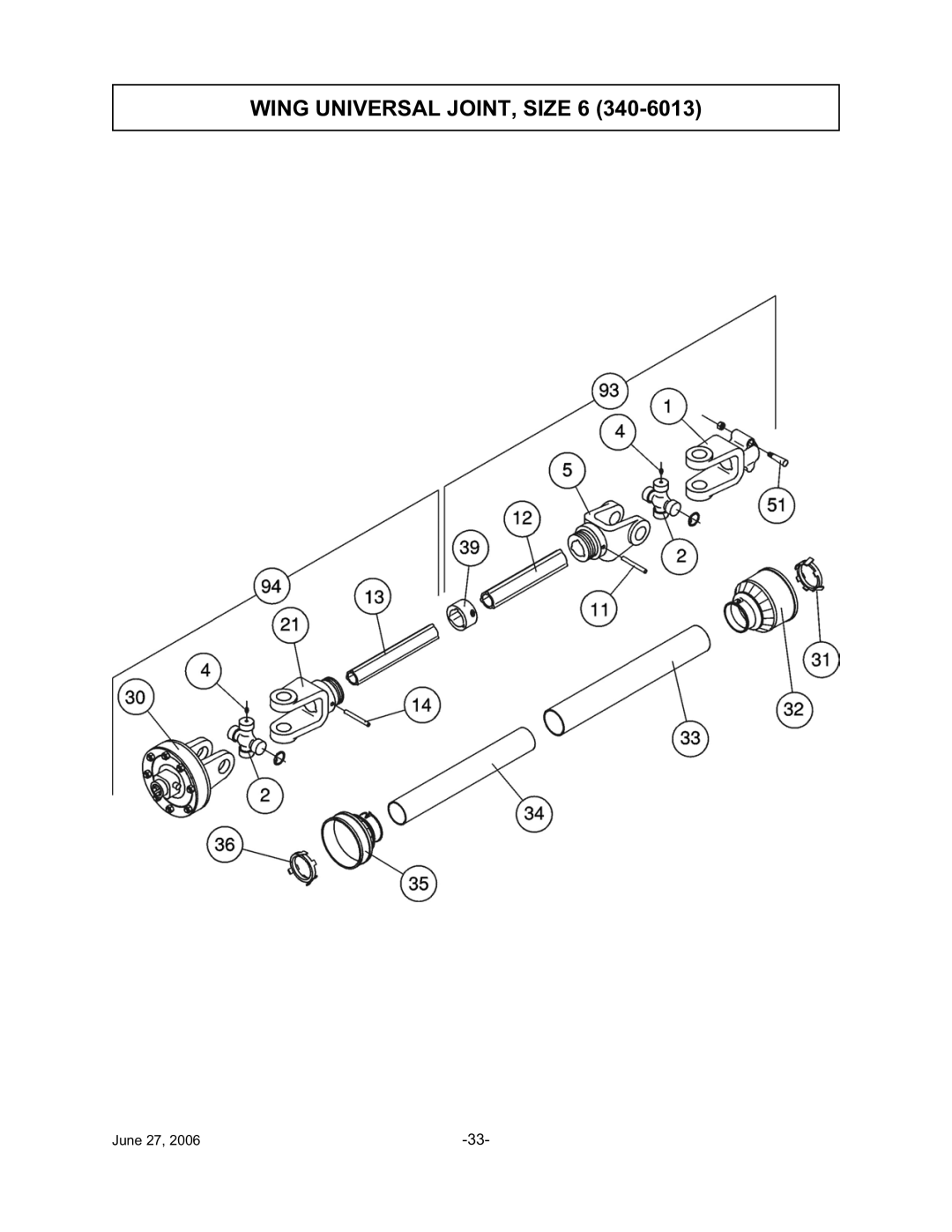 Tiger TWR-120, TWR-180 manual Wing Universal JOINT, Size 6 