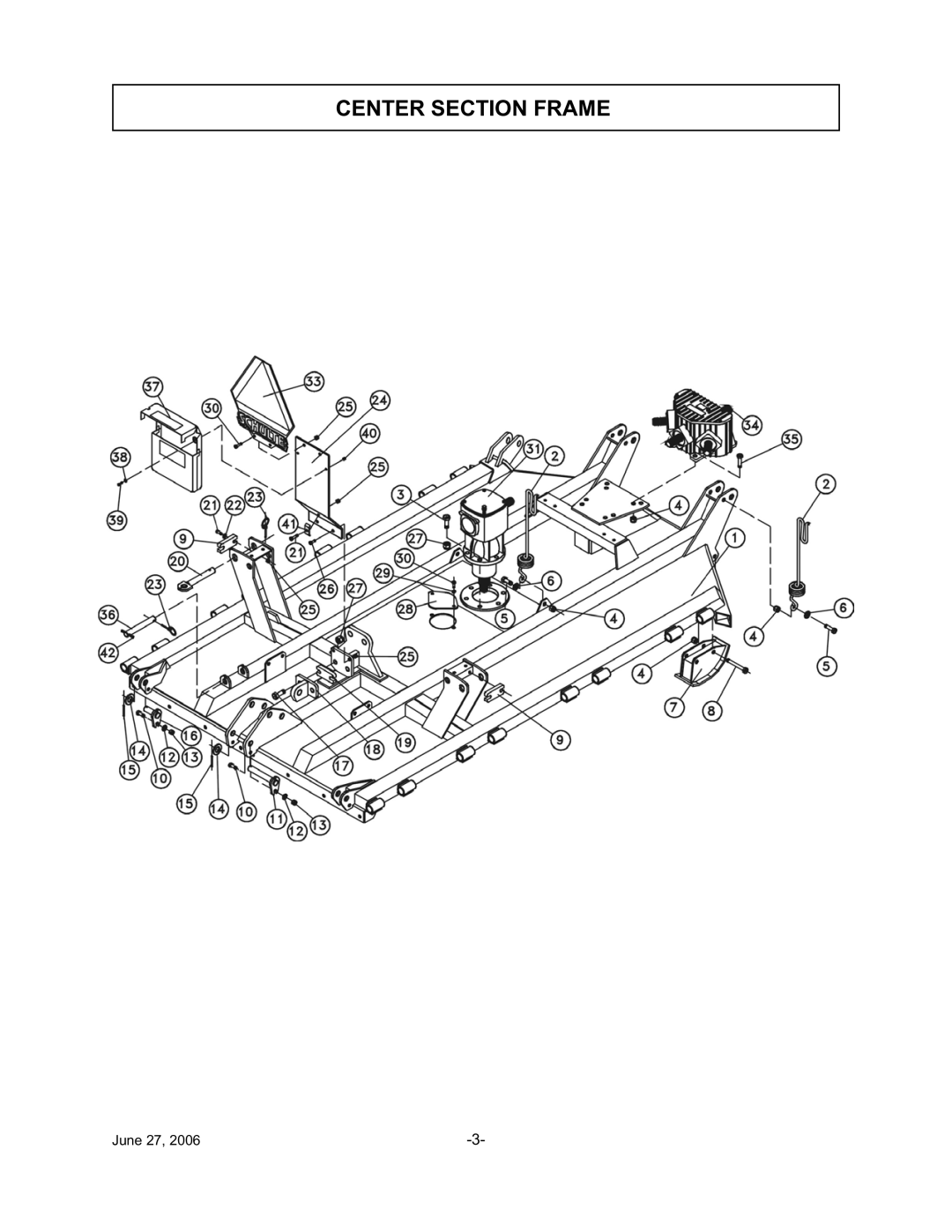 Tiger TWR-120, TWR-180 manual Center Section Frame 