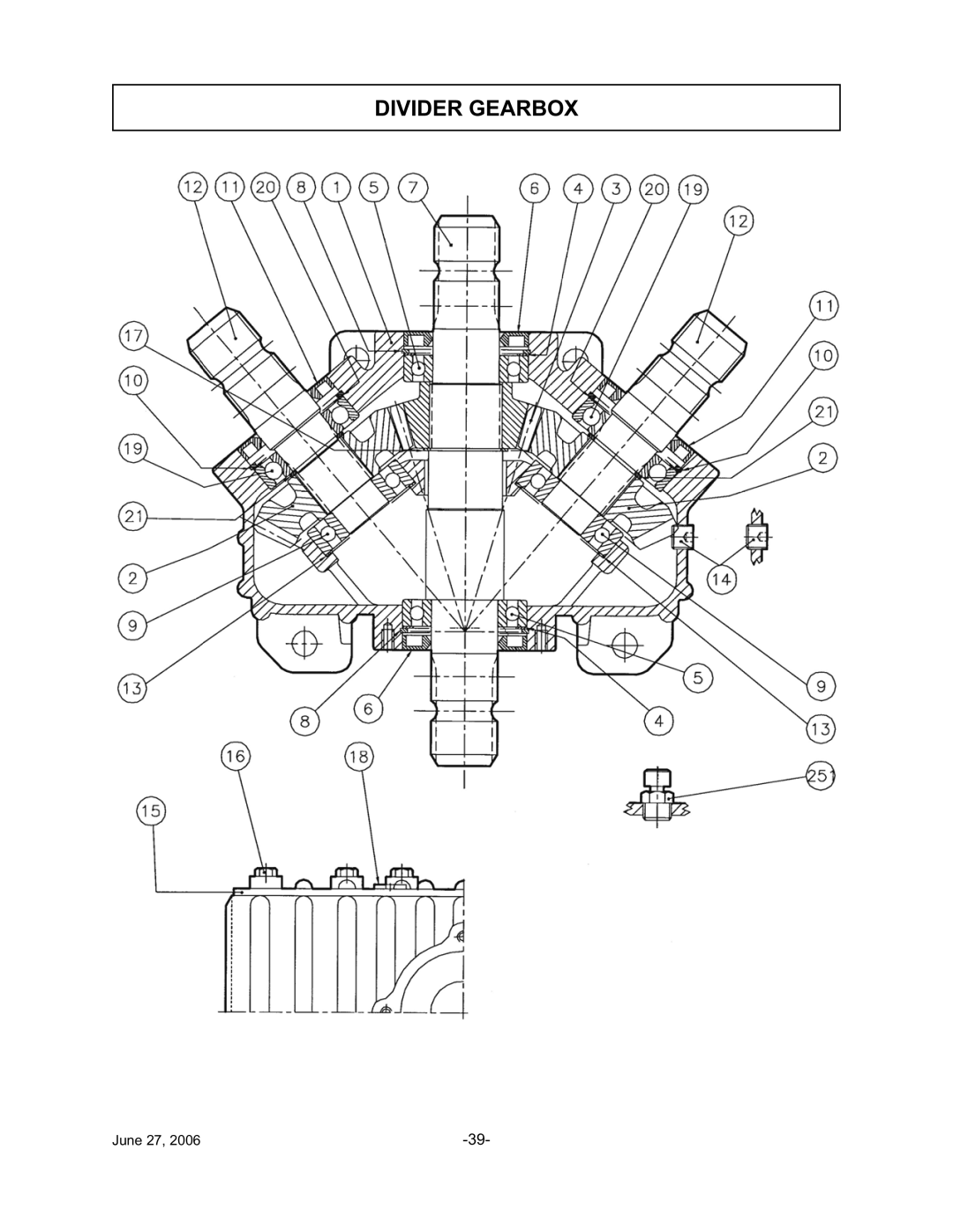 Tiger TWR-120, TWR-180 manual Divider Gearbox 