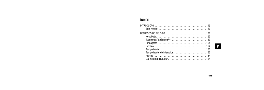 Timex 150 user manual Índice, 145 