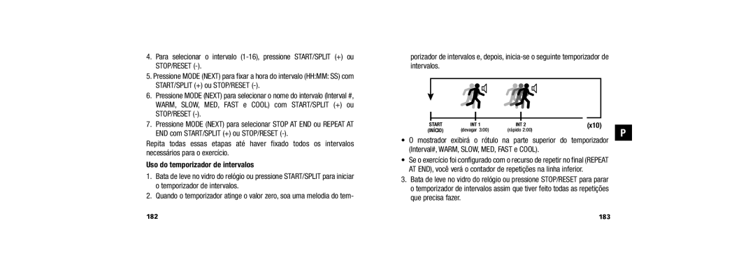 Timex 150 user manual Uso do temporizador de intervalos, X10, 183 