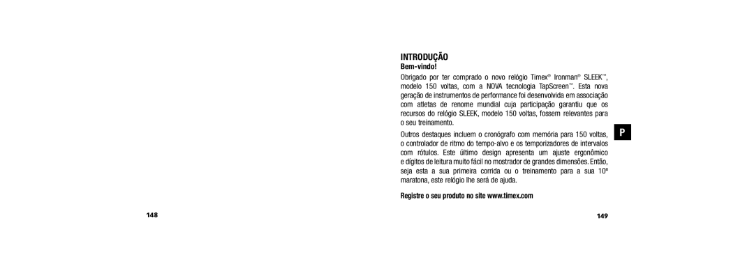 Timex 150 user manual Introdução, Bem-vindo, Seu treinamento, 149 